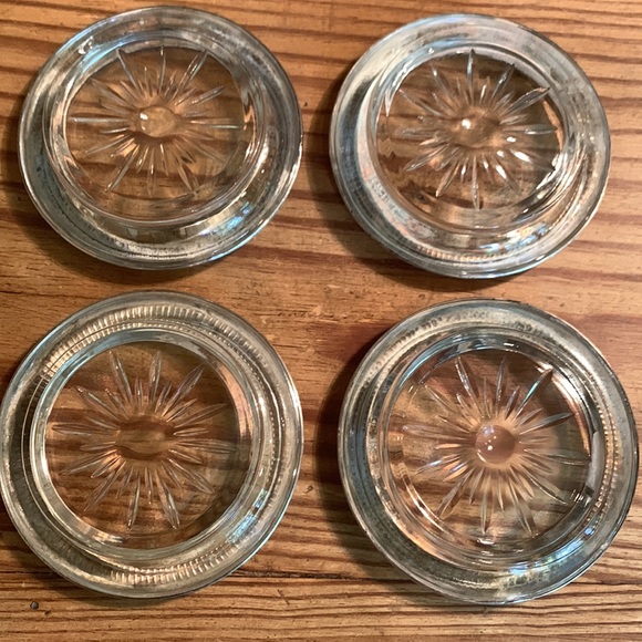 4 Sterling silver and glass Frank M. Whiting 04 Pat Pending coasters - Picture 7 of 13
